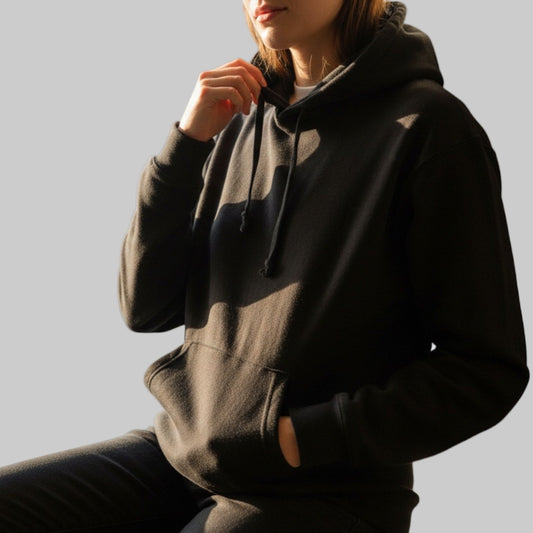 Soft Knit Pullover Hoodie - Black