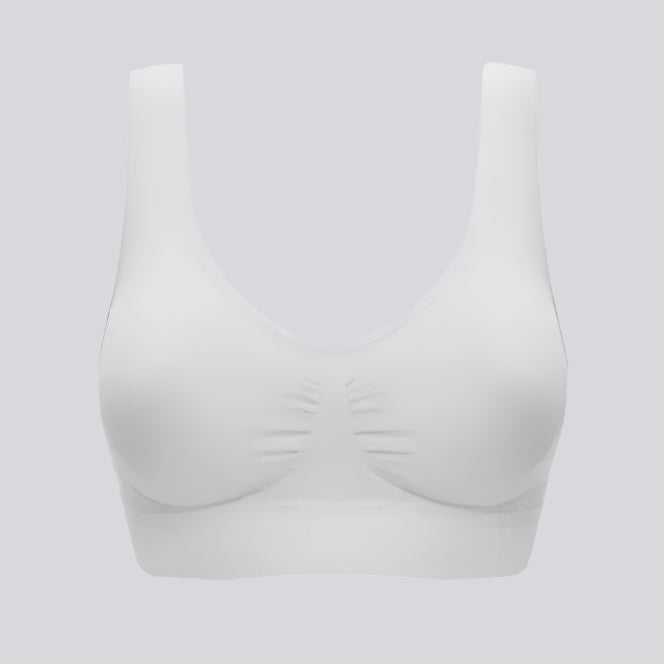 Seamless Sports Style Bra – White Comfortable Crop Top Vest