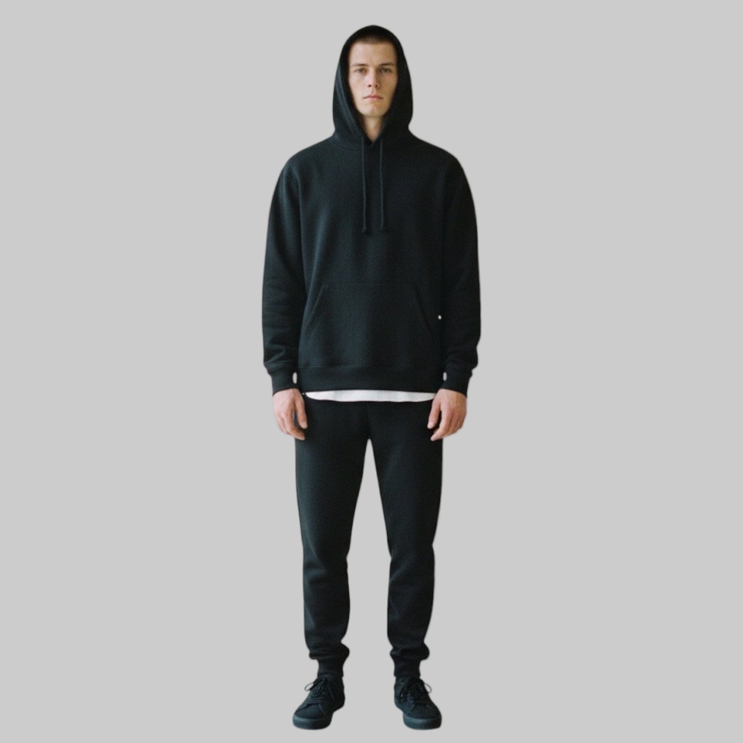 Soft Knit Pullover Hoodie - Black