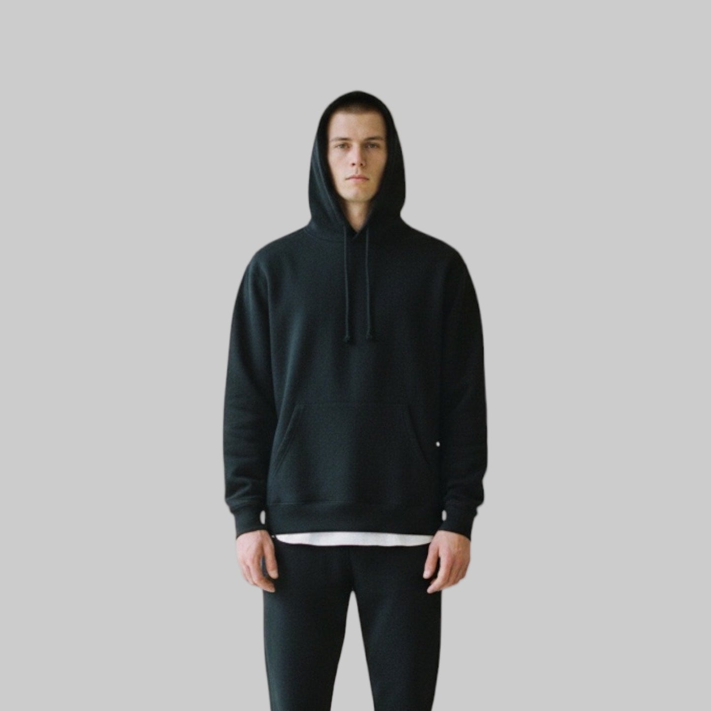 Soft Knit Pullover Hoodie - Black