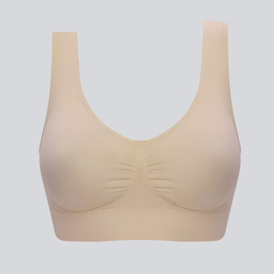 Seamless Sports Style Bra – Beige Comfortable Crop Top Vest