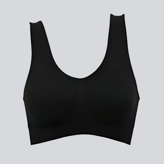 Seamless Sports Style Bra – Black Comfortable Crop Top Vest