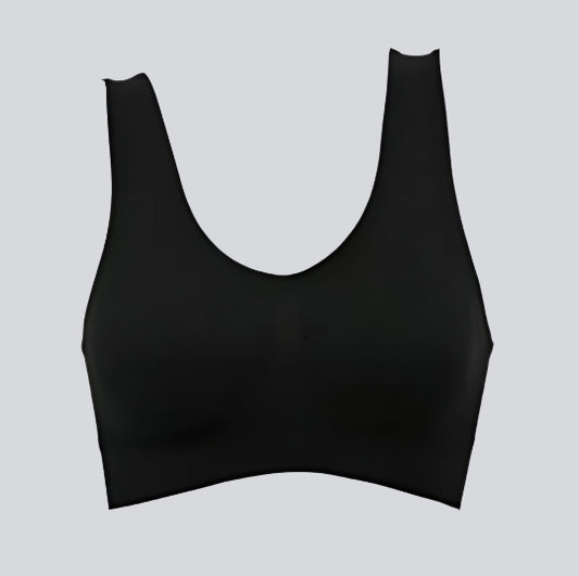 Seamless Sports Style Bra – Black Comfortable Crop Top Vest